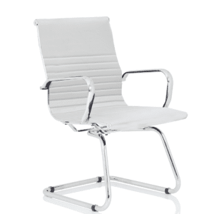 Nola Black Leather Cantilever Visitor Chair with Arms - Image 8