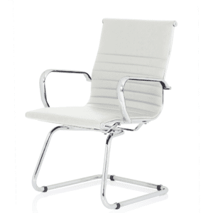 Nola Black Leather Cantilever Visitor Chair with Arms - Image 10