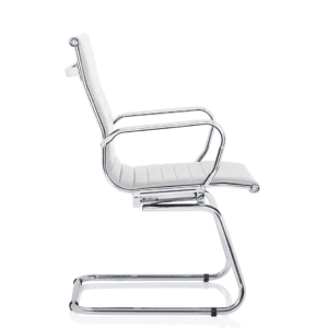 Nola Black Leather Cantilever Visitor Chair with Arms - Image 14