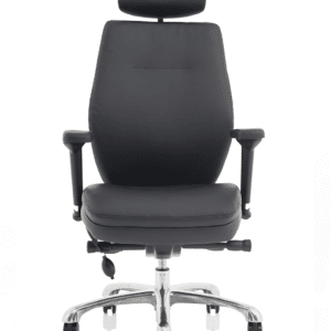 Domino High Back Black Posture Chair with Arms and Headrest - Image 2