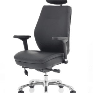 Domino High Back Black Posture Chair with Arms and Headrest - Image 3