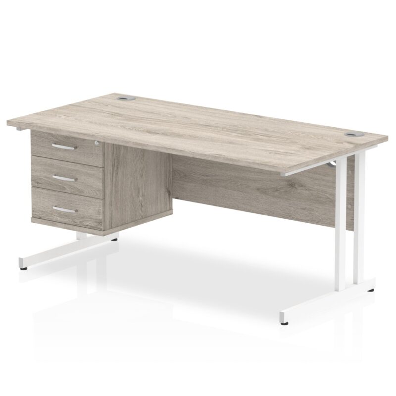 OE - Impulse 1600mm Cantilever Straight Desk With Single Fixed Pedestal - Image 5
