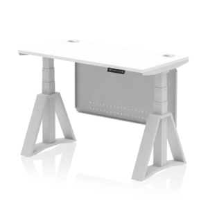 Air Height Adjustable Slimline Desk With Cable Ports With Steel Modesty Panel With Piste Foot - Image 9