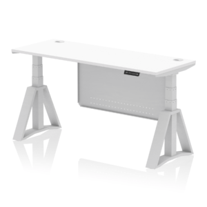 Air Height Adjustable Slimline Desk With Cable Ports With Steel Modesty Panel With Piste Foot - Image 11