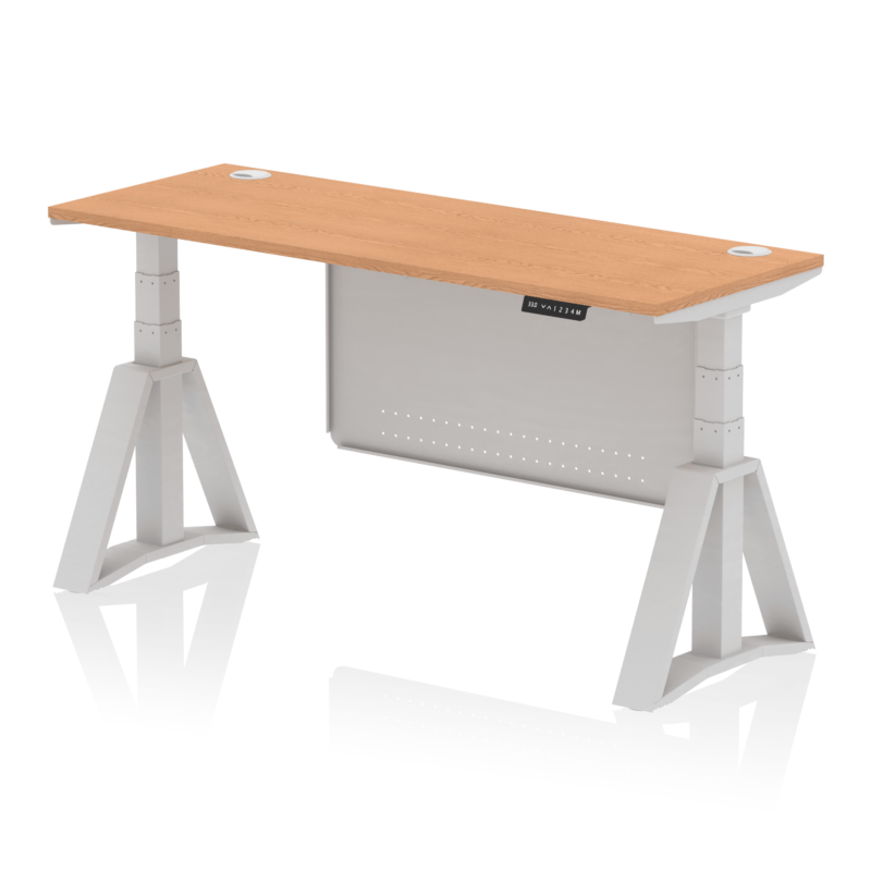Air Height Adjustable Slimline Desk With Cable Ports With Steel Modesty Panel With Piste Foot - Image 19