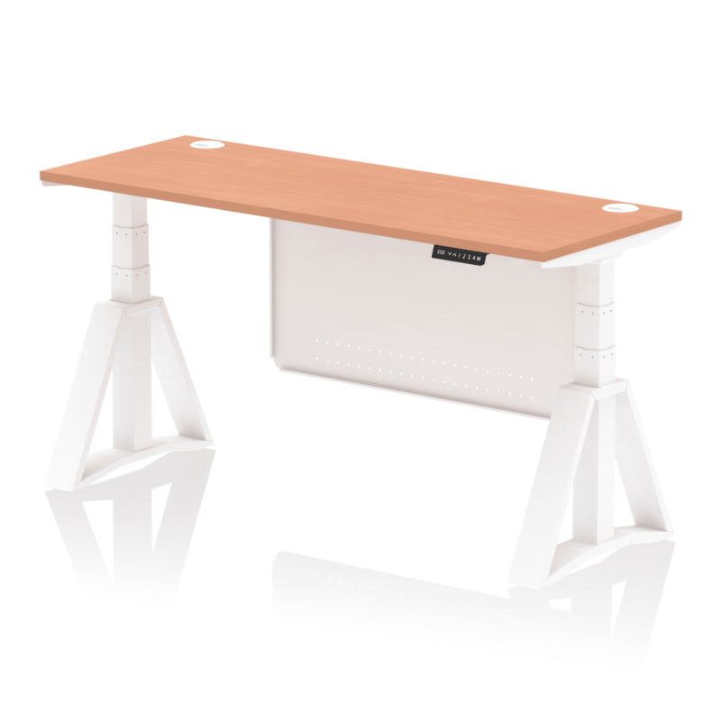 Air Height Adjustable Slimline Desk With Cable Ports With Steel Modesty Panel With Piste Foot - Image 23