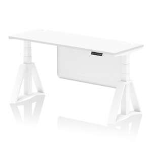 Air Height Adjustable Slimline Desk With Cable Ports With Steel Modesty Panel With Piste Foot - Image 31