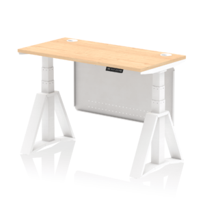 Air Height Adjustable Slimline Desk With Cable Ports With Steel Modesty Panel With Piste Foot - Image 33