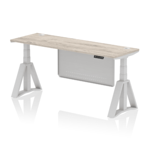 Air Height Adjustable Slimline Desk With Cable Ports With Steel Modesty Panel With Piste Foot - Image 44