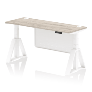 Air Height Adjustable Slimline Desk With Cable Ports With Steel Modesty Panel With Piste Foot - Image 47
