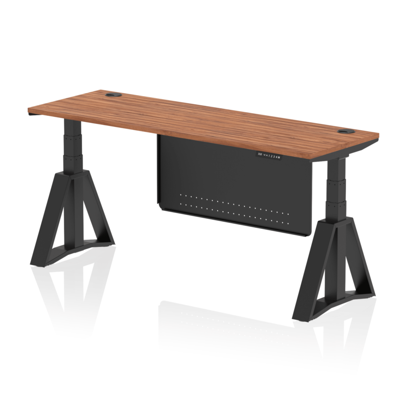 Air Height Adjustable Slimline Desk With Cable Ports With Steel Modesty Panel With Piste Foot - Image 56