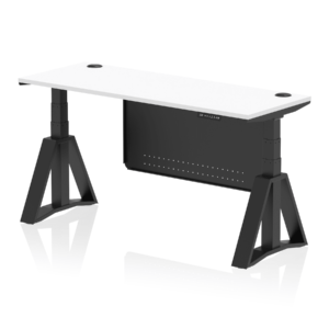 Air Height Adjustable Slimline Desk With Cable Ports With Steel Modesty Panel With Piste Foot - Image 59