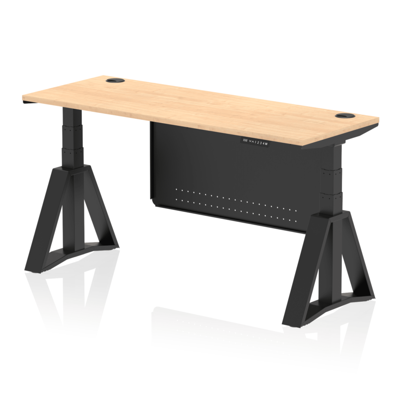Air Height Adjustable Slimline Desk With Cable Ports With Steel Modesty Panel With Piste Foot - Image 63