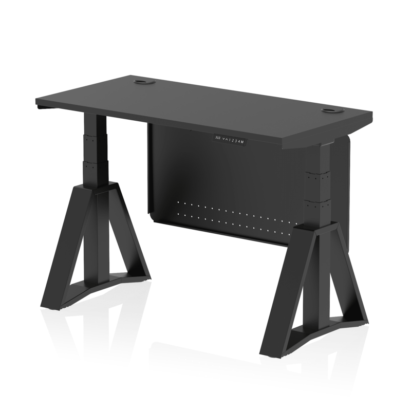 Air Height Adjustable Slimline Desk With Cable Ports With Steel Modesty Panel With Piste Foot - Image 73
