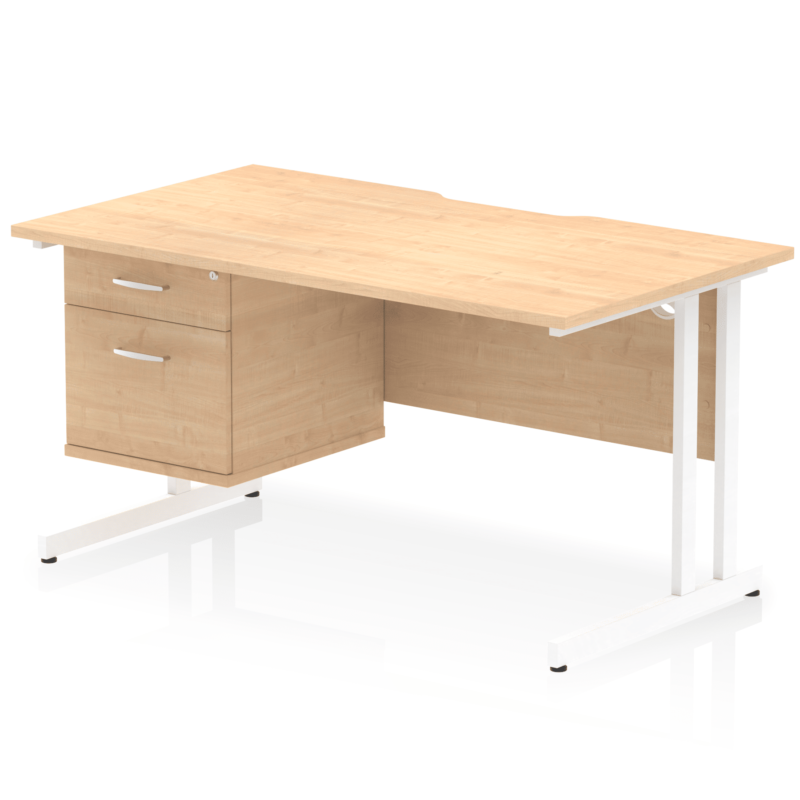 Impulse Scalloped Edge 1400mm Cantilever Straight Desk With Single Fixed Pedestal - Image 11
