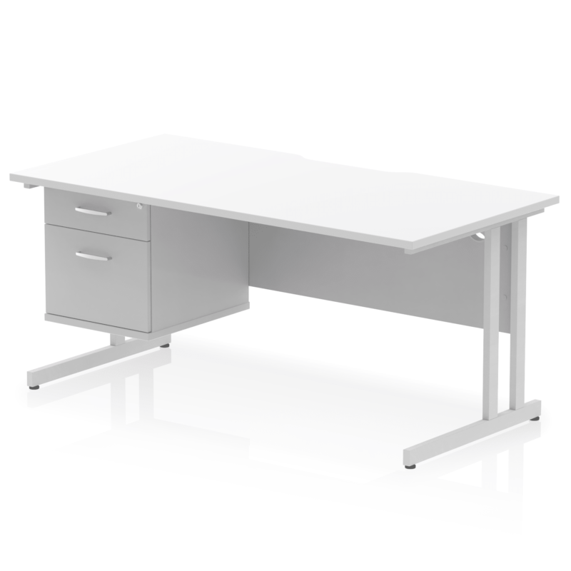 Impulse Scalloped Edge 1600mm Cantilever Straight Desk With Single Fixed Pedestal - Image 19