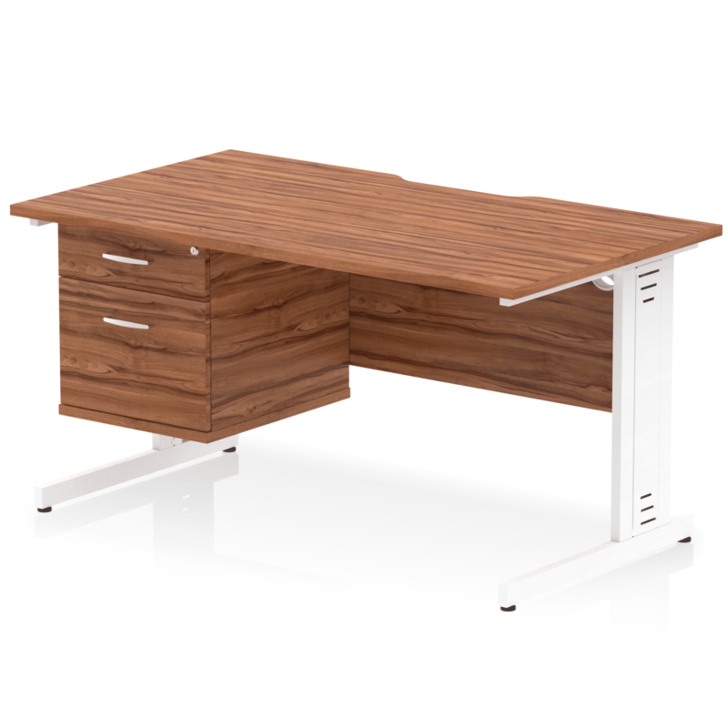 Impulse Scalloped Edge 1400mm Cable Managed Straight Desk With Single Fixed Pedestal - Image 17