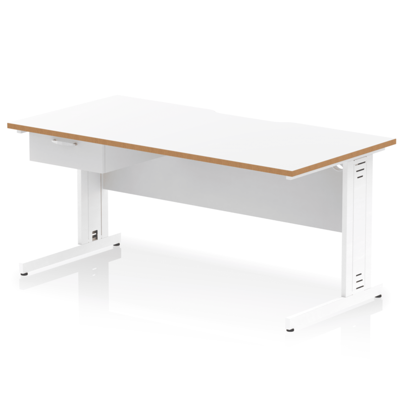 Impulse Scalloped Edge Cable Managed Straight Desk With Single One Drawer Fixed Pedestal - Image 39