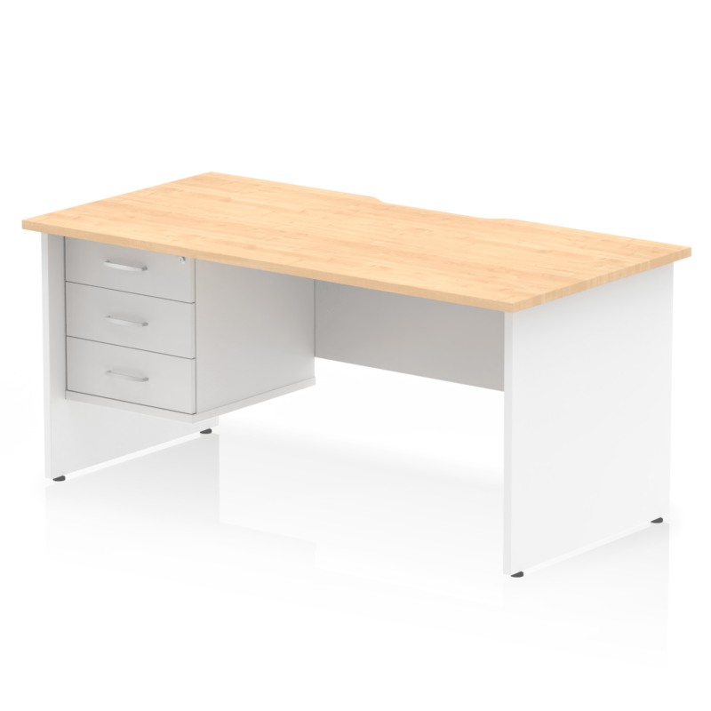 Impulse Scalloped Edge 1600mm Panel End Straight Desk With Single Fixed Pedestal - Image 22