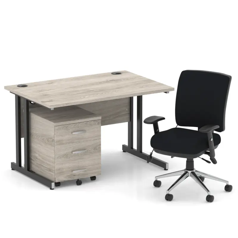 Impulse 1200mm Cantilever Straight Desk With Mobile Pedestal and Chiro ...